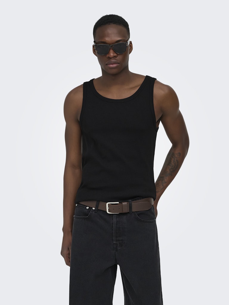 Only & Sons miesten hihaton paita ONSTanner, musta