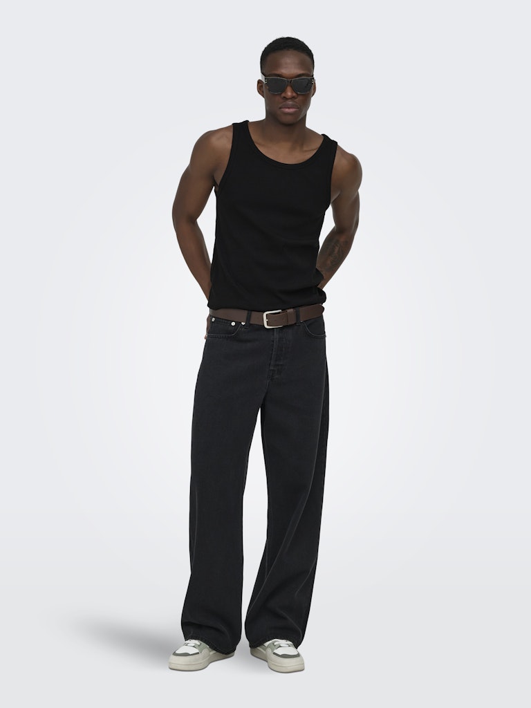 Only & Sons miesten hihaton paita ONSTanner, musta