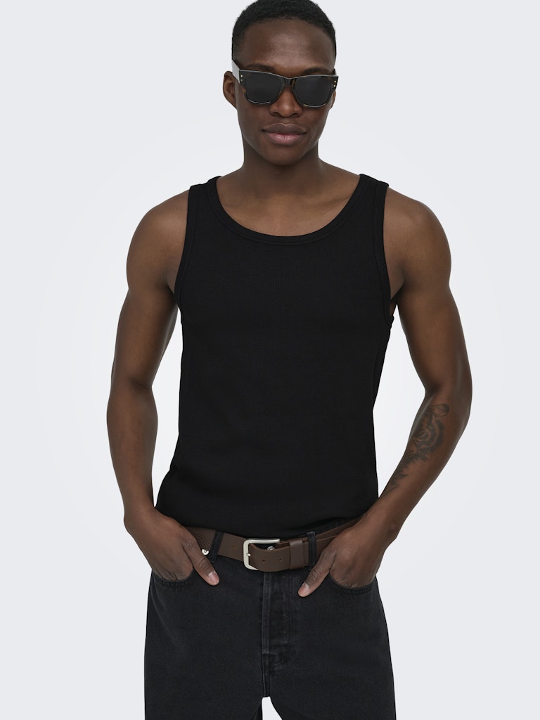 Only & Sons miesten hihaton paita ONSTanner, musta