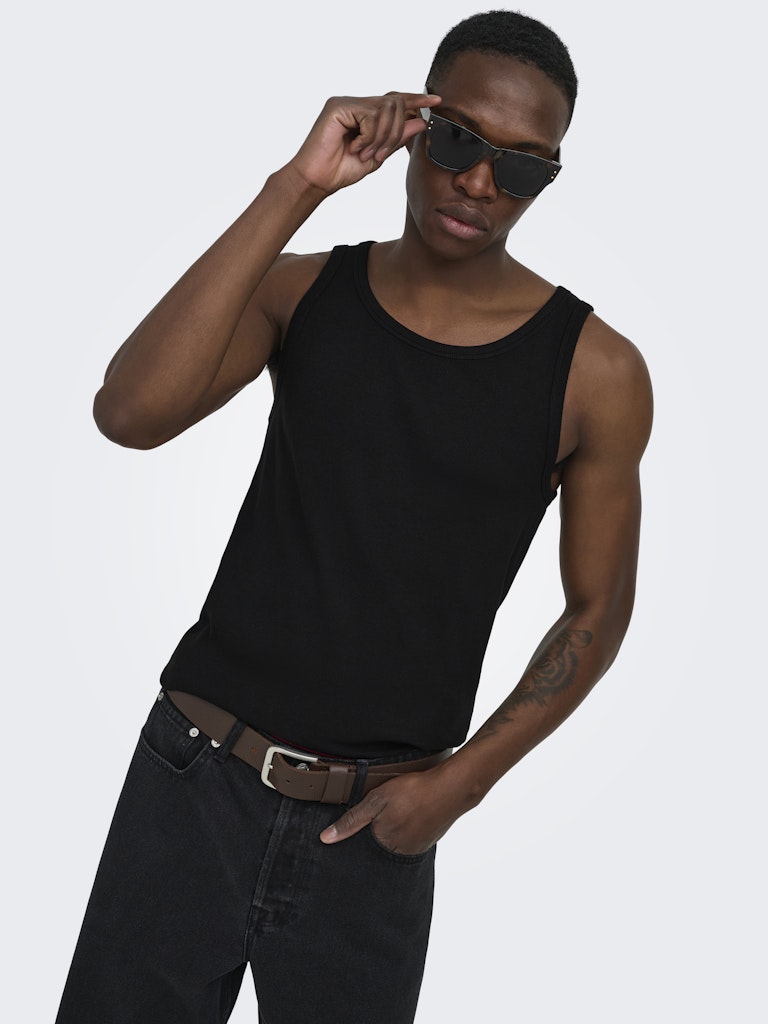 Only & Sons miesten hihaton paita ONSTanner, musta