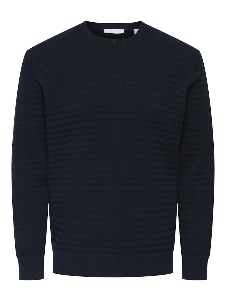 Only and Sons miesten neulepusero ONSBERRY REG 12 LS CREW KNIT FRML NOOS, Dark Sapphire