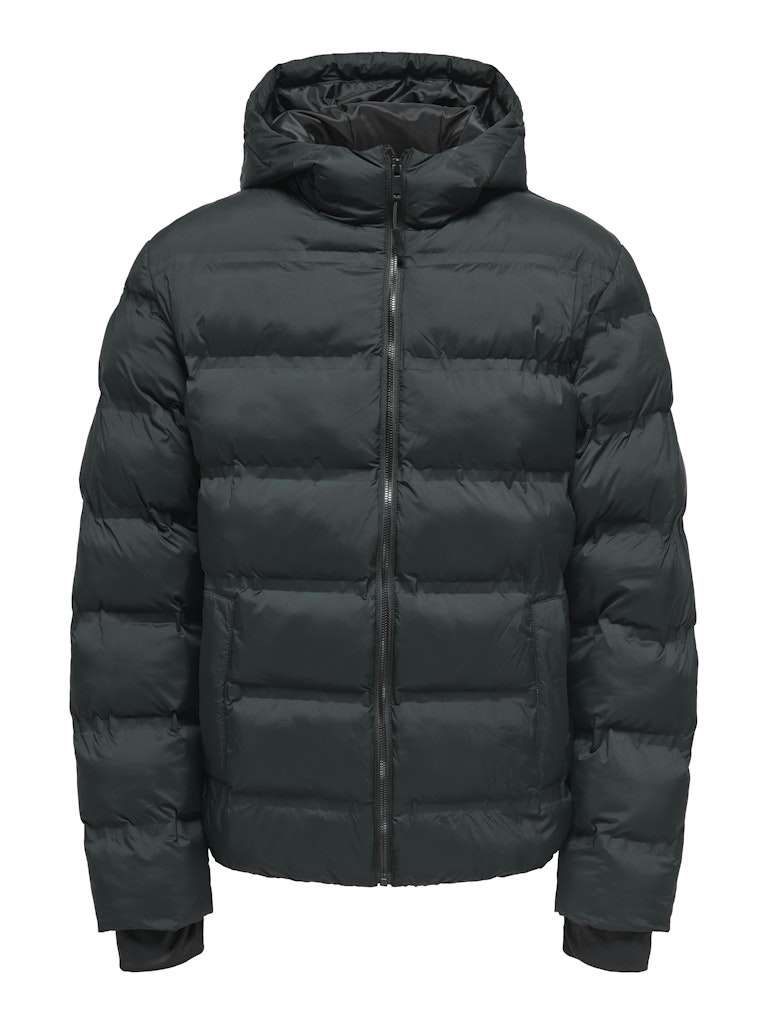 Only and Sons miesten takki K UNION SEAMLES LIFE HOOD PUFFER JACKET, musta