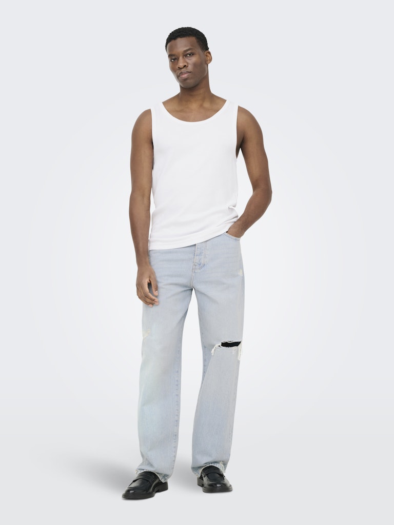 Only & Sons miesten hihaton paita ONSTanner, valkoinen