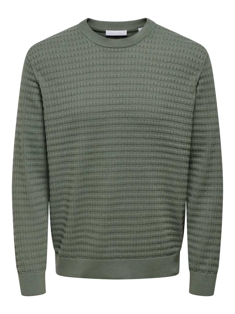 Only and Sons miesten neulepusero ONSBERRY REG 12 LS CREW KNIT FRML NOOS, Castor Gray