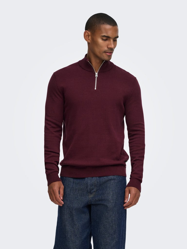 Only and Sons miesten neulepusero Alex Half Zip, Port Royale