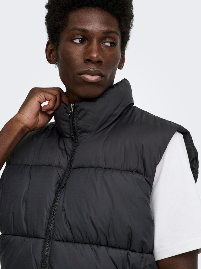 Only & Sons miesten toppaliivi Maverick Puffer Vest, musta