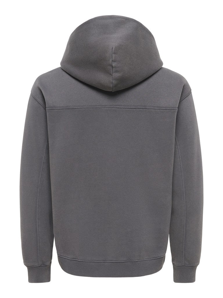 Only and Sons miesten huppari Larry Eflow Rlx Ls Wash Hoodie Sweat, Grey Pinstripe