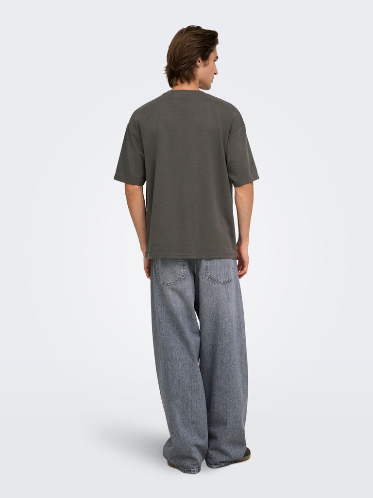 Only and Sons miesten T-paita Caspian Airflex Boxy SS Tee, Beluga