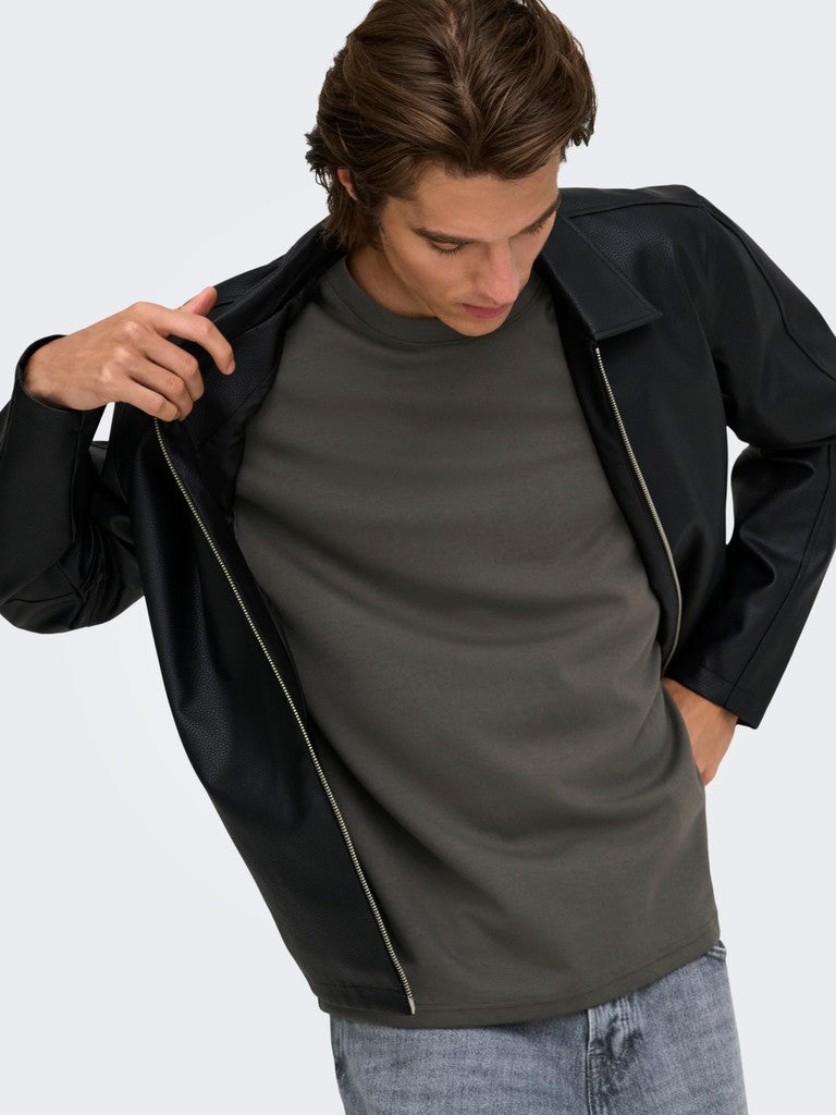 Only and Sons miesten T-paita Caspian Airflex Boxy SS Tee, Beluga