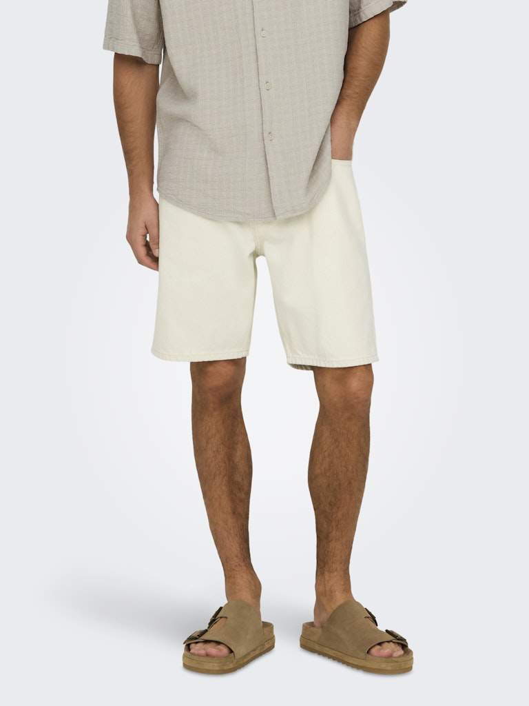 Only & Sons miesten farkkushortsit OnsEdge Pim, Ecru