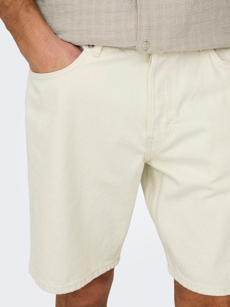 Only & Sons miesten farkkushortsit OnsEdge Pim, Ecru