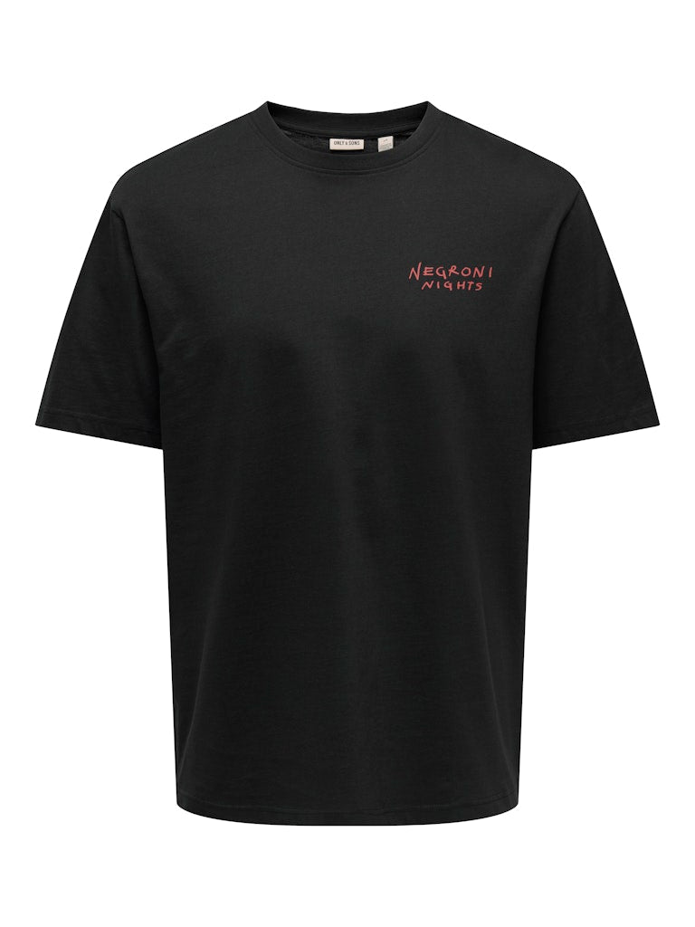 Only & Sons miesten t-paita Spritz Italy Rlx Ss Tee, musta