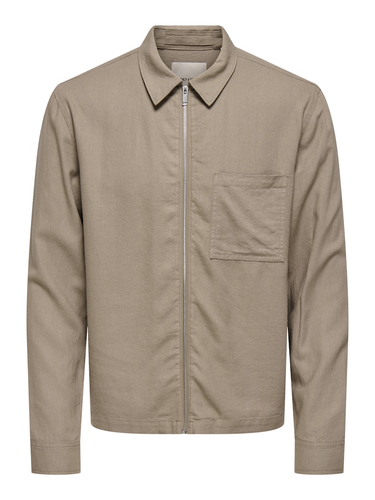 Only and Sons miesten paitatakki ONSTROY Zip Shirt, Desert Taupe
