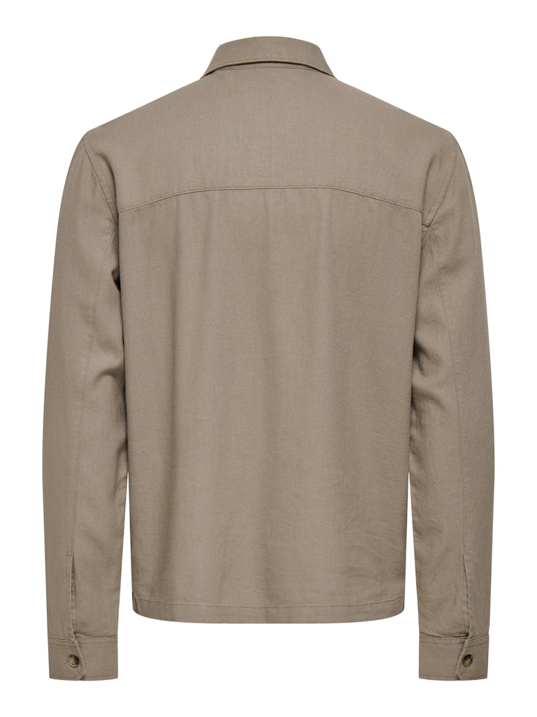 Only and Sons miesten paitatakki ONSTROY Zip Shirt, Desert Taupe