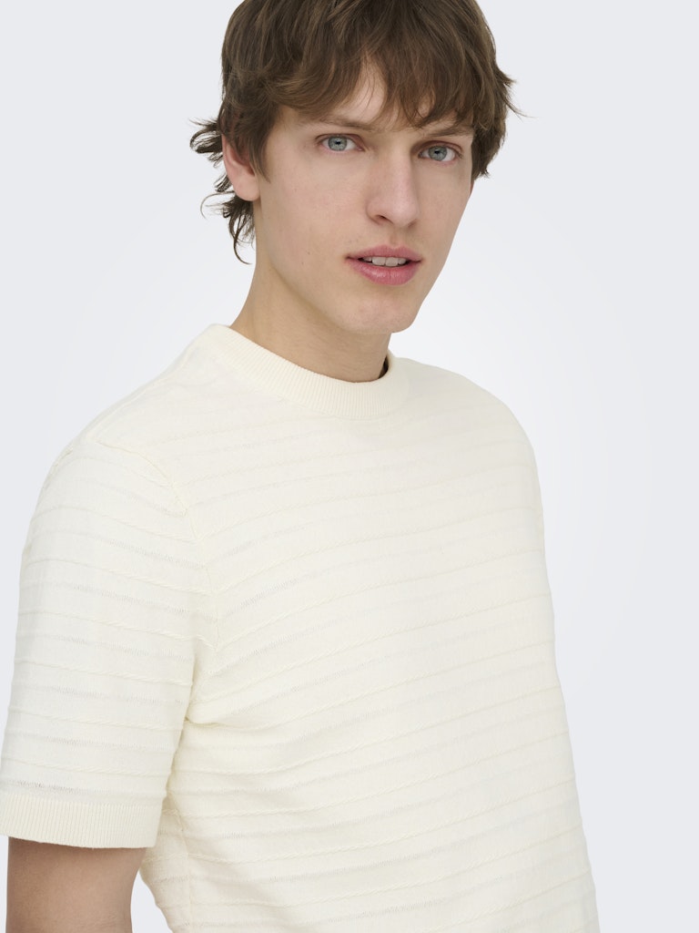 Only and Sons miesten t-paita Tano Life Reg SS Crew Knit, valkoinen