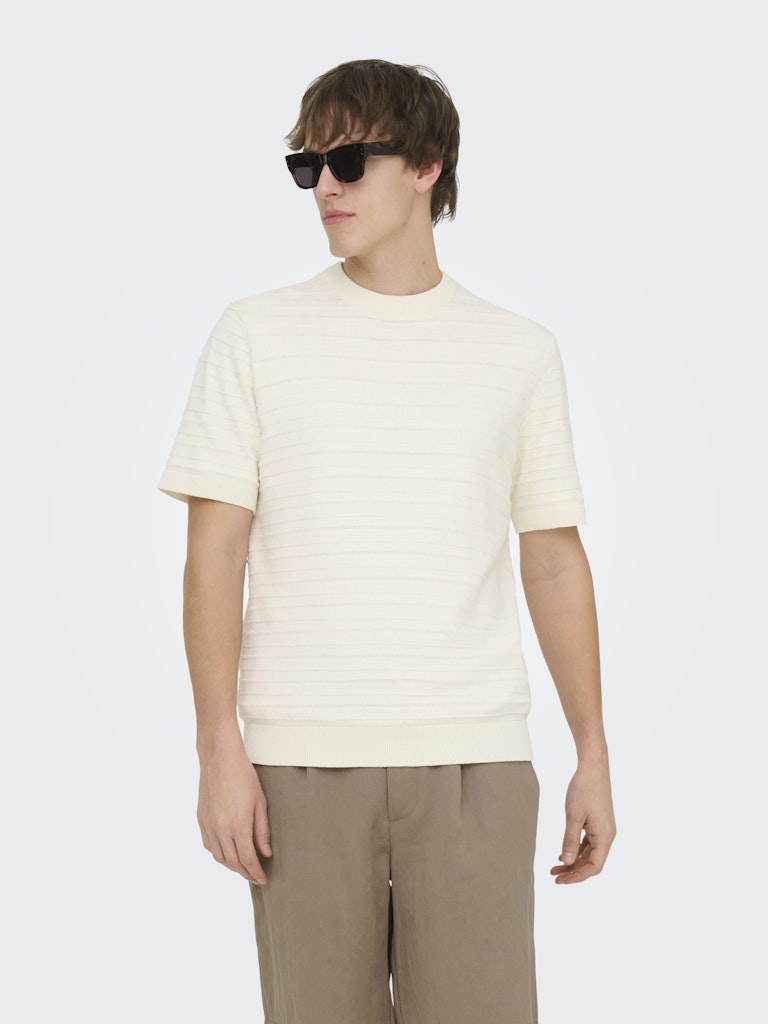 Only and Sons miesten t-paita Tano Life Reg SS Crew Knit, valkoinen