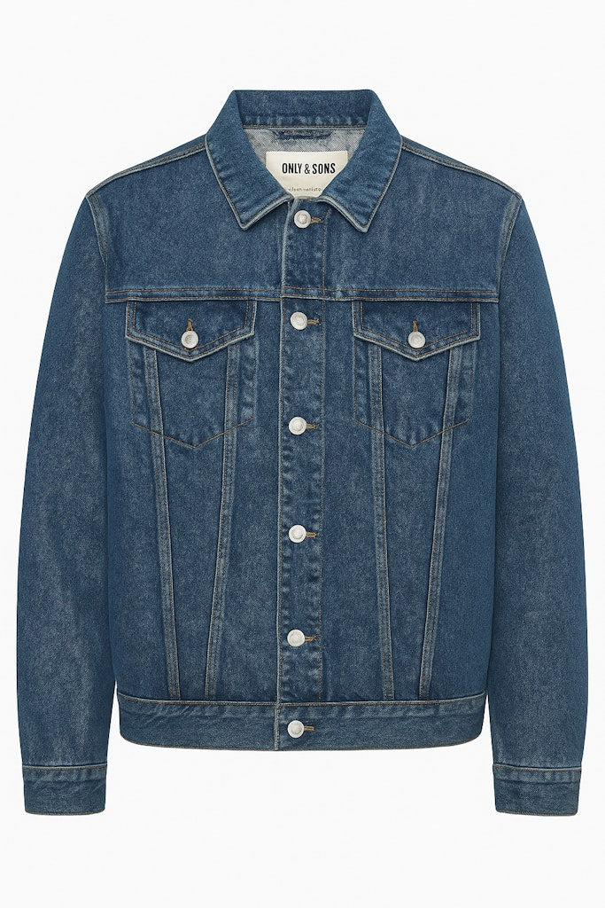 Only and Sons miesten farkkutakki Zach Box Pim Denim Jacket, sininen