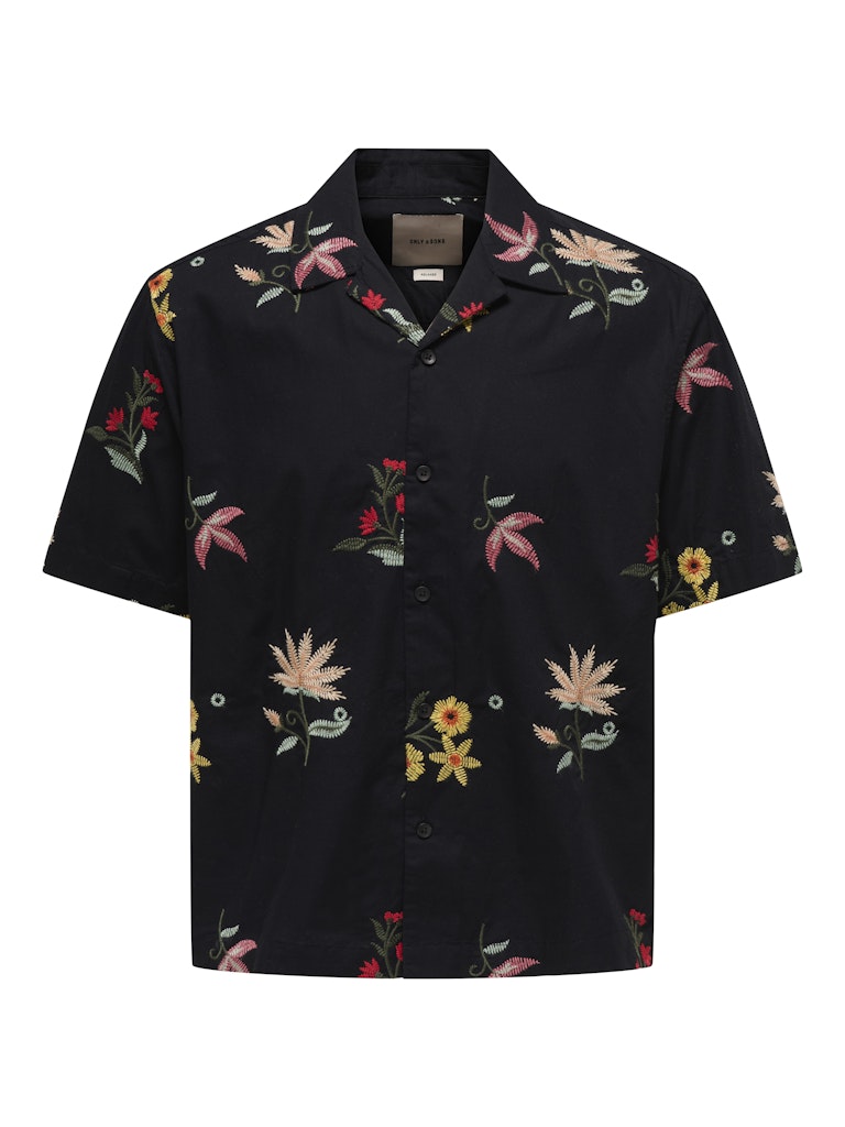 Only and Sons miesten kauluspaita Onsedward Rlx Ss Shirt, Jet Black