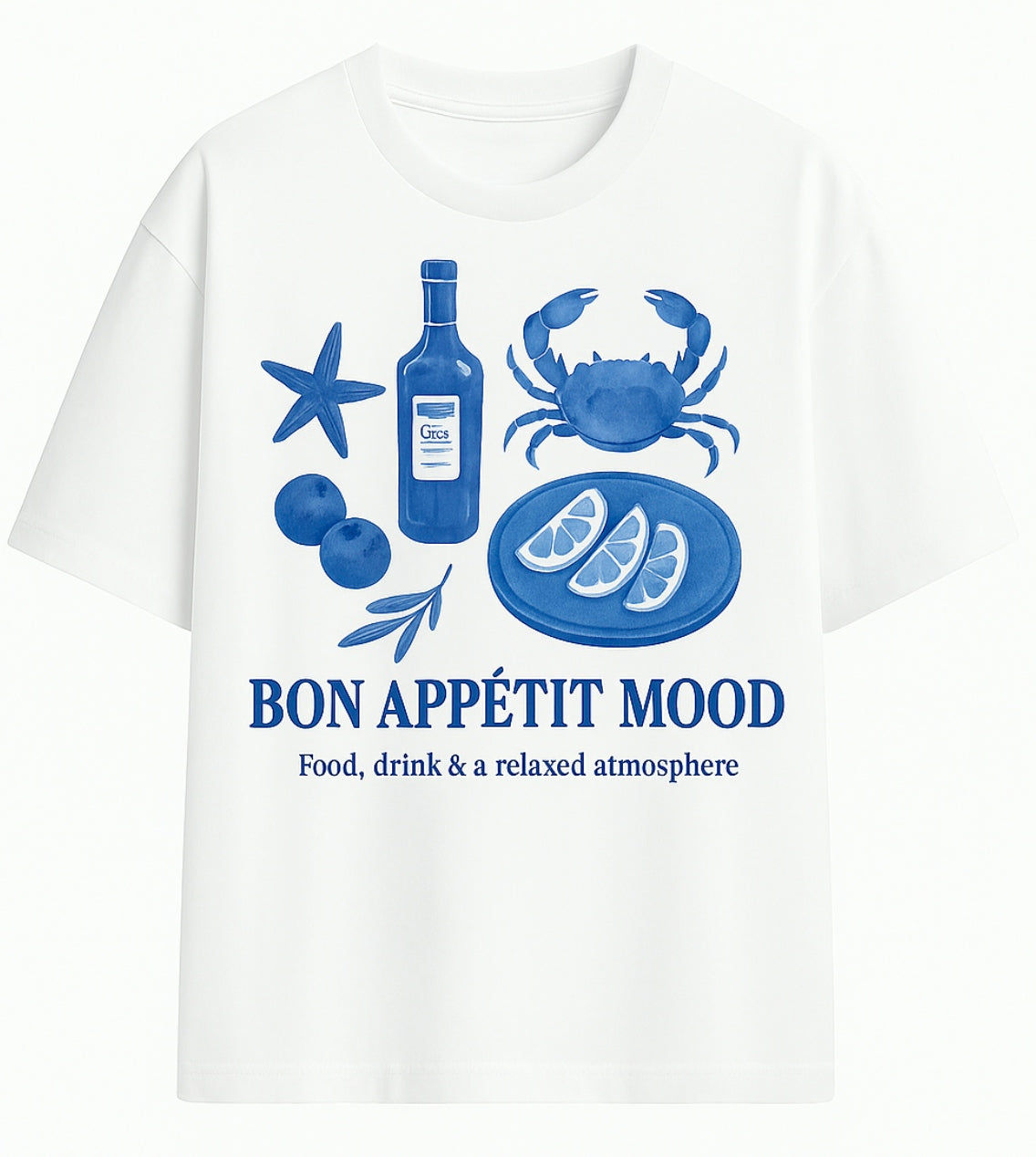 Only and Sons miesten T-paita OnsCaspian Airflex Reg Ss Print Tee, Bright White Bon Appetit