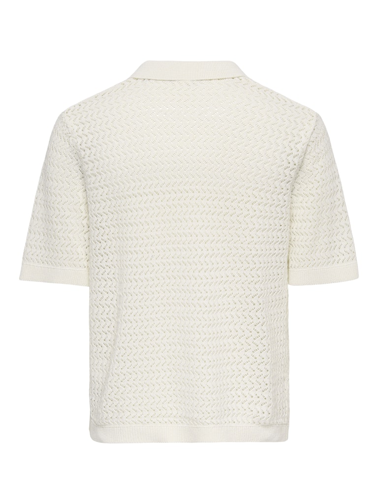 Only and Sons miesten paita ONSNYLE Life Reg 5 SS Split Polo Knit, Cloud Dancer