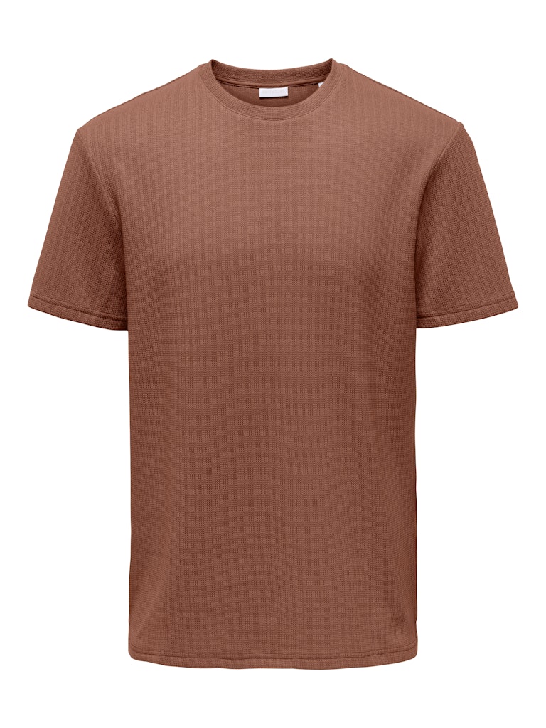 Only & Sons miesten t-paita Onstrey Life Reg SS Frml Tee, Rustic Brown