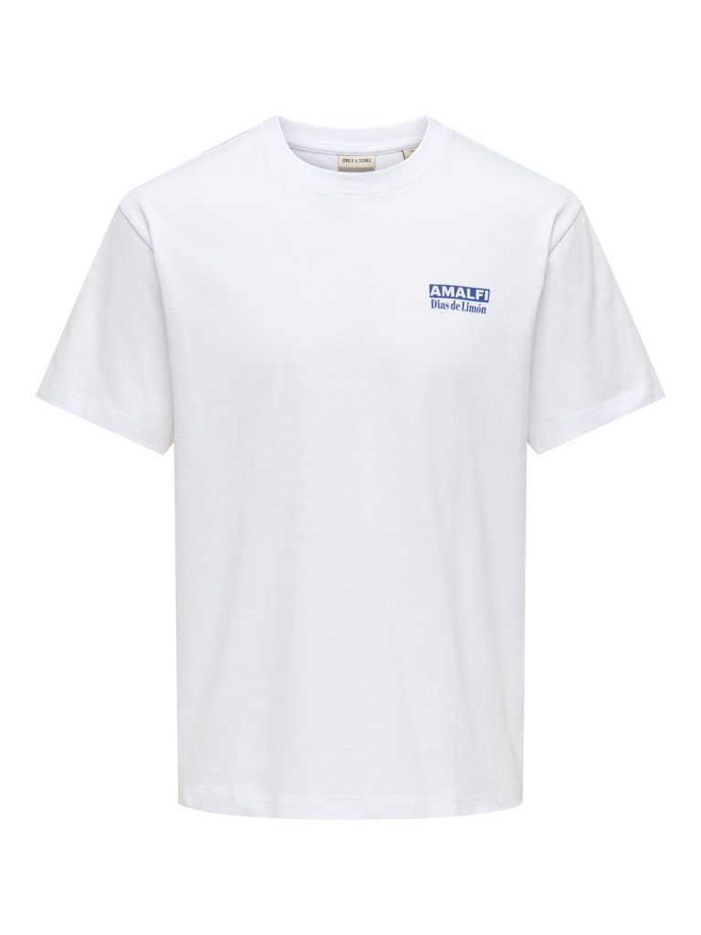Only and Sons miesten t-paita Onsfred Life Rlx Ss Print Tee, Bright White Amalfi