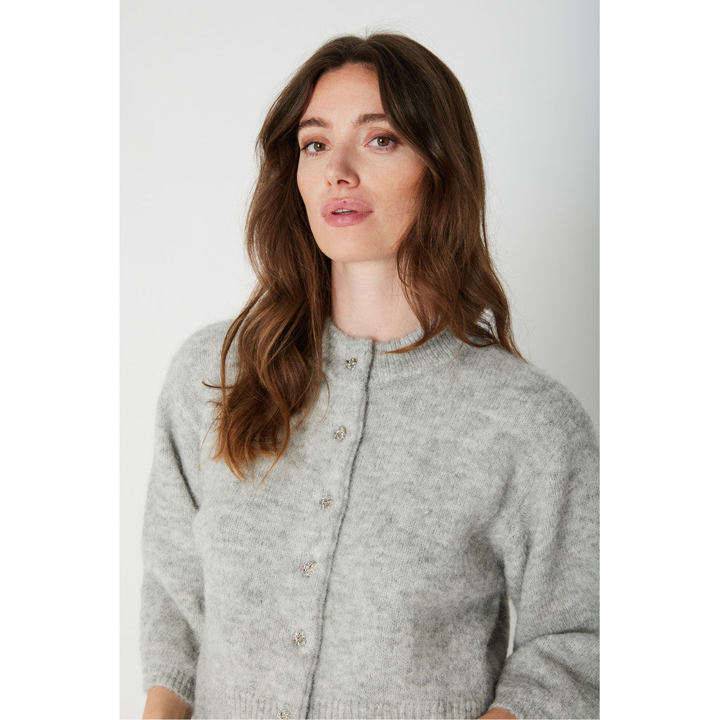 Philosophy Blues Original naisten neuletakki Andrea Knit Cardigan, vaaleanharmaa meleerattu