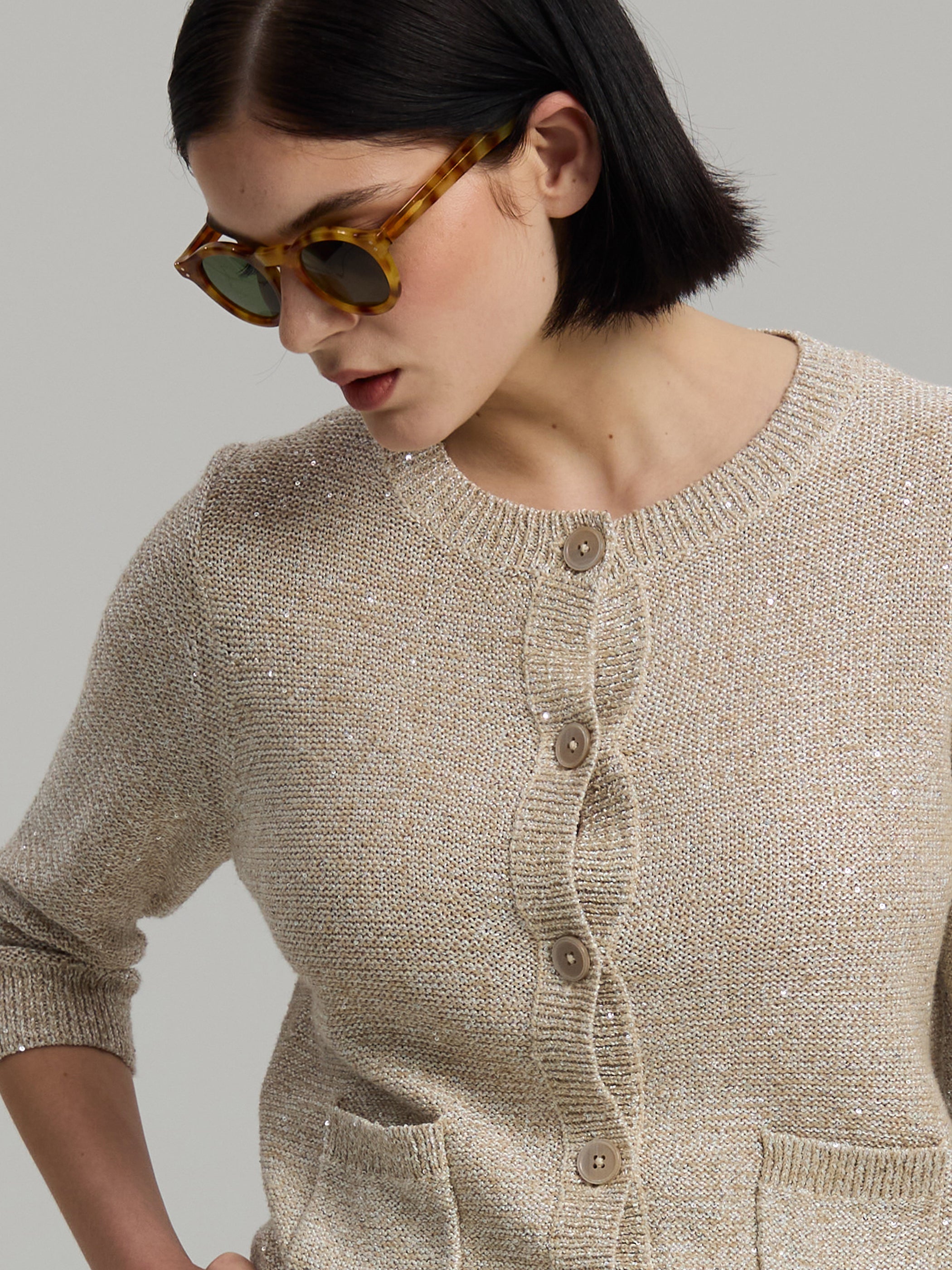 Andiata naisten neuletakki Palmer Cardigan, kullankeltainen