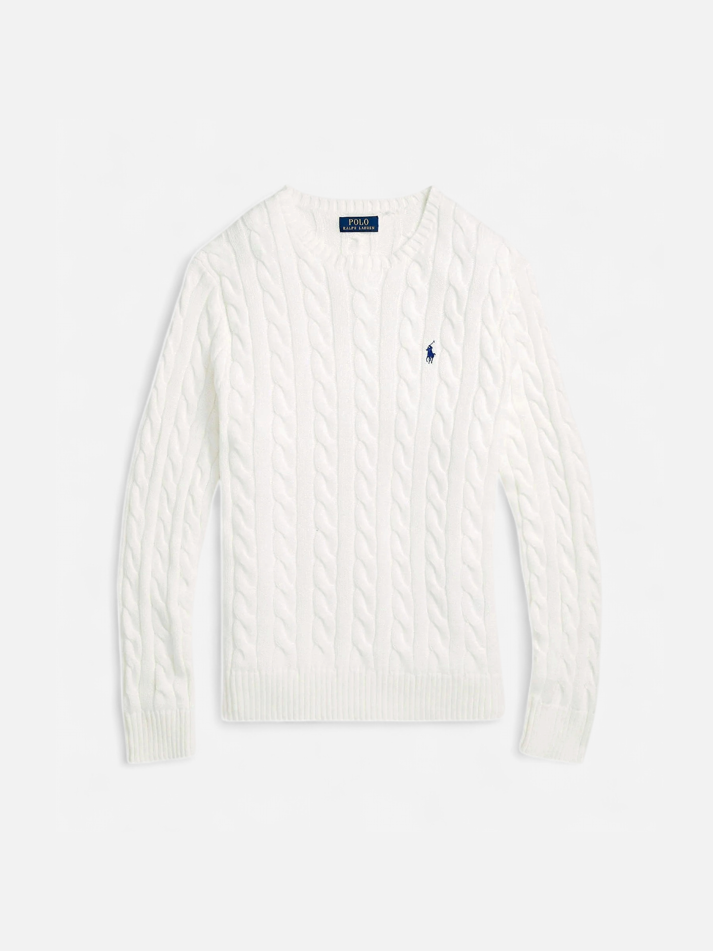 Polo Ralph Lauren miesten neulepaita Cotton Cable LS Drive Pullover, valkoinen - Kekäle.fi