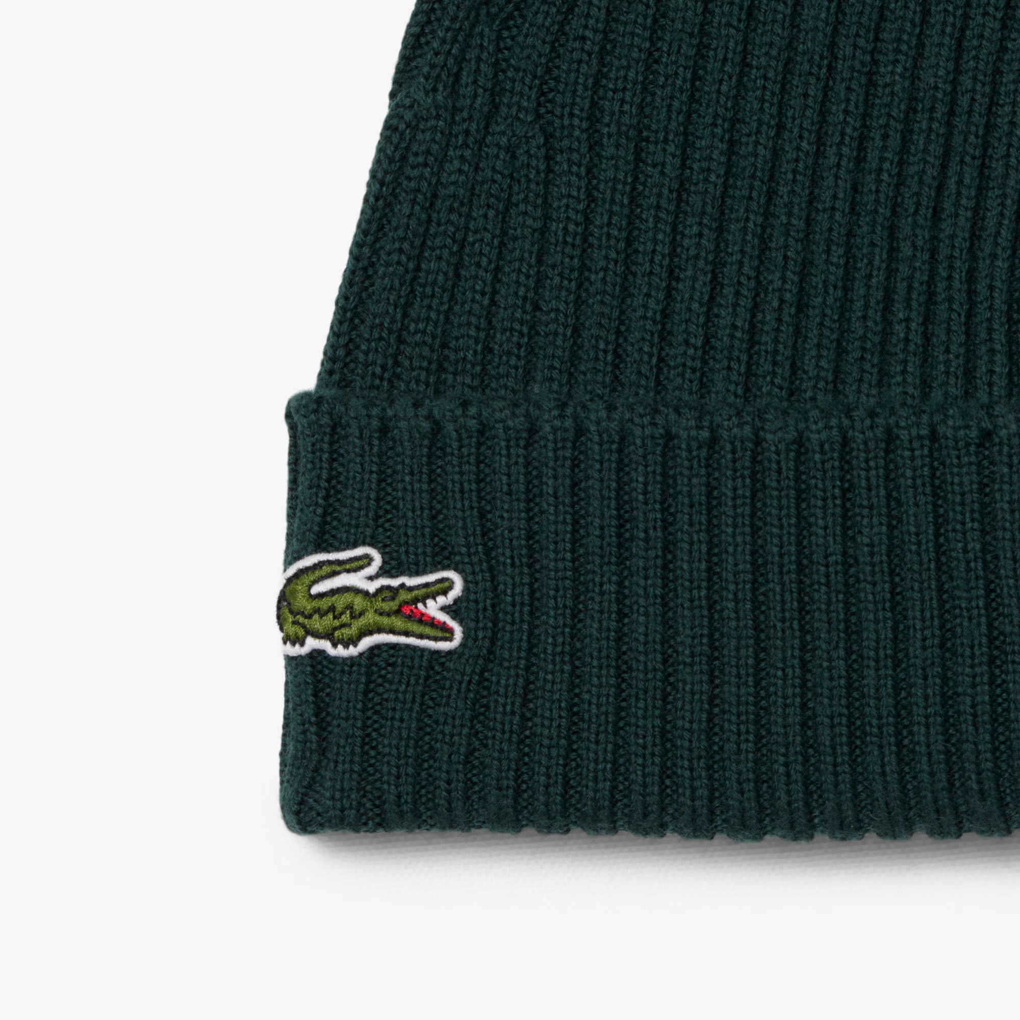 Lacoste pipo Soft Wool Ribbed Beanie, tummanvihreä