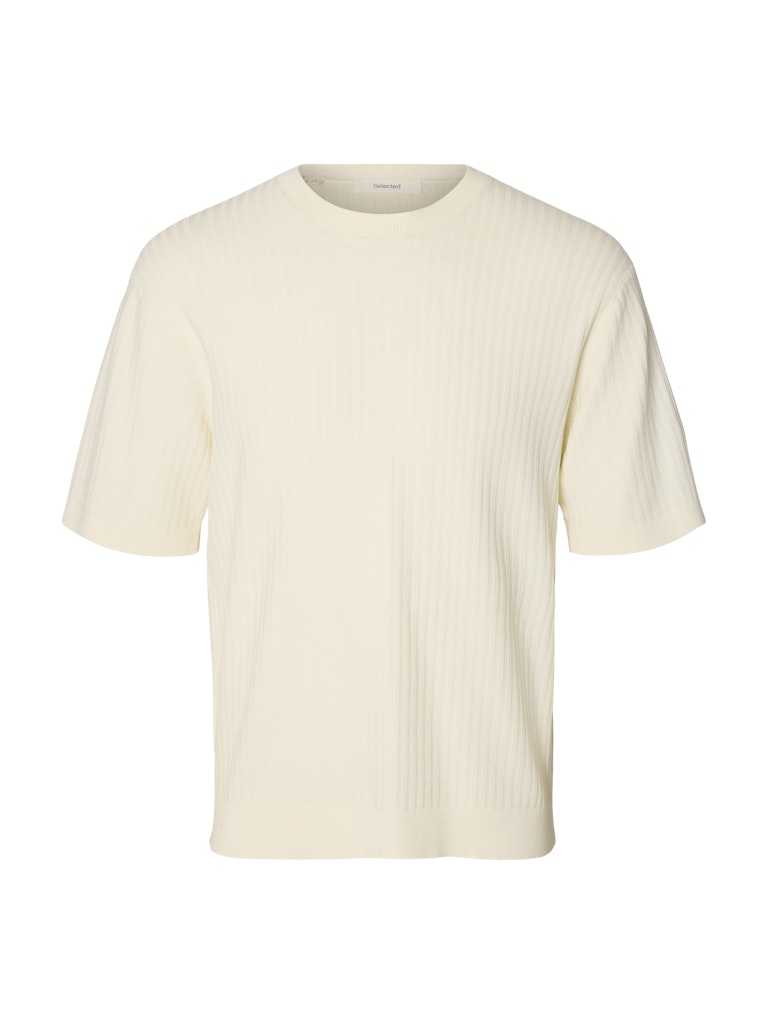 Selected miesten t-paita Structured Short Sleeved Shirt, Egret