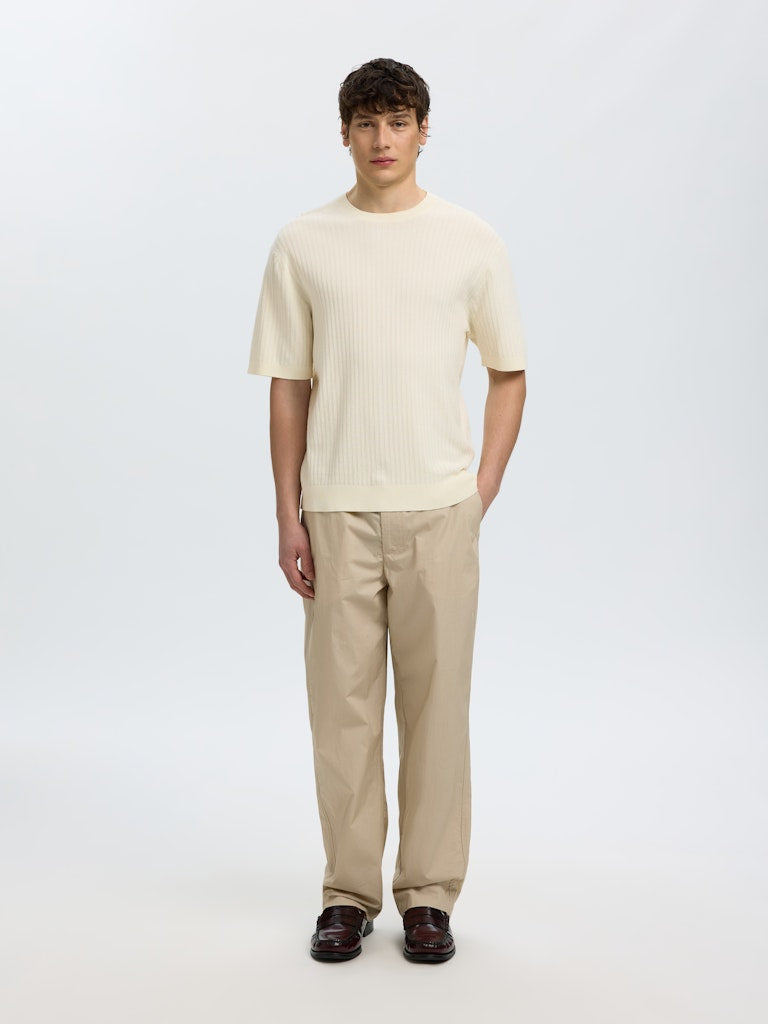 Selected miesten t-paita Structured Short Sleeved Shirt, Egret