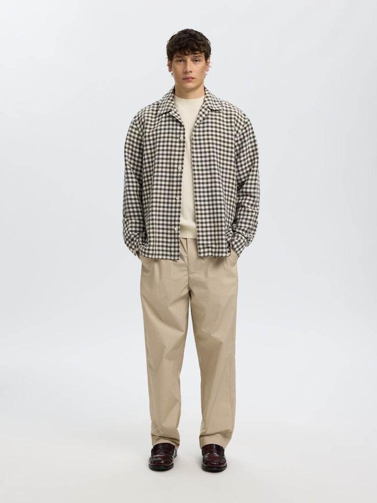 Selected miesten t-paita Structured Short Sleeved Shirt, Egret