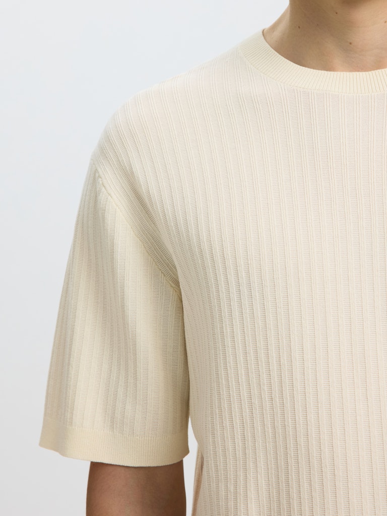 Selected miesten t-paita Structured Short Sleeved Shirt, Egret