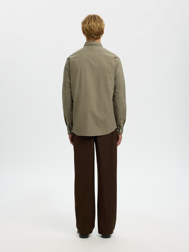 Selected kauluspaita K SLMREGCOLE RICK-OX SHIRT LS, vetiver