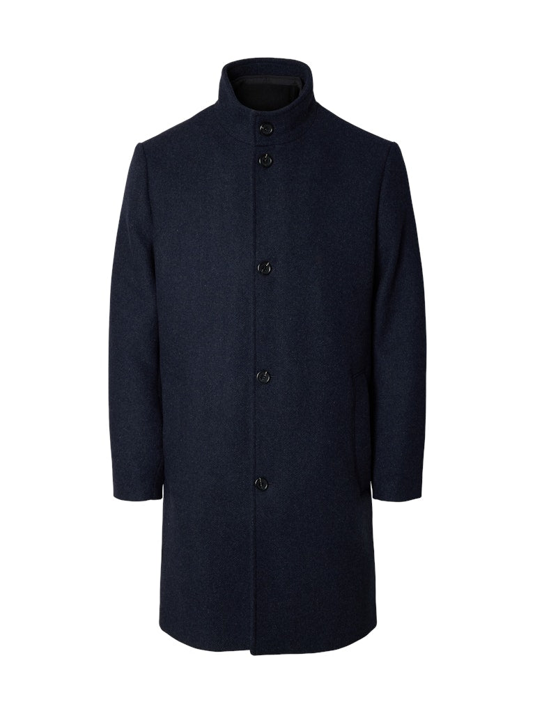 Selected miesten villakangastakki Long Wool-Blend Coat, Sky Captain Melange