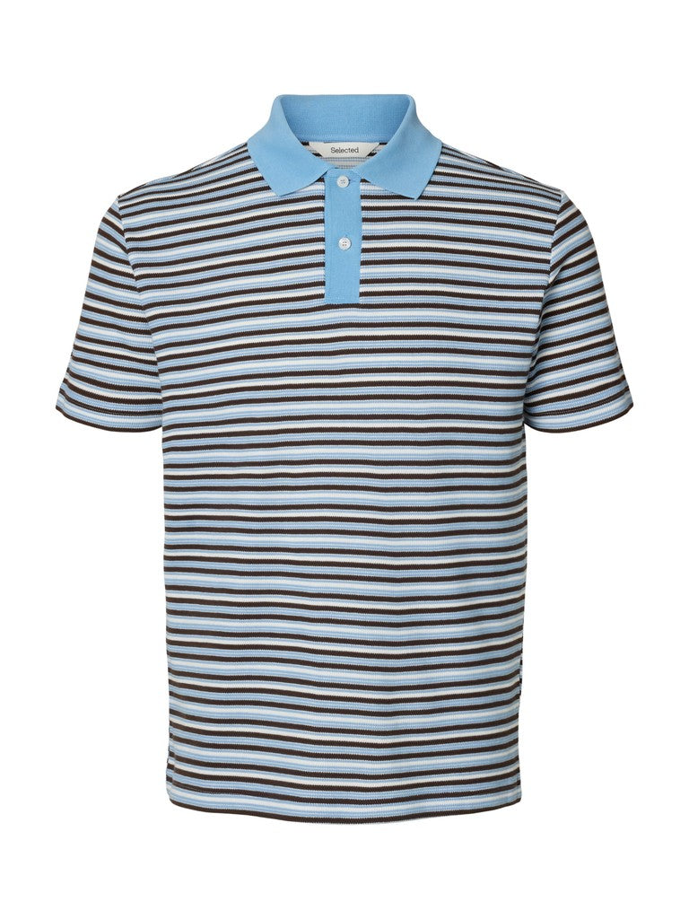 Selected miesten pikeepaita Jasper Stripe SS Polo, Egret Blissful Blue + Del