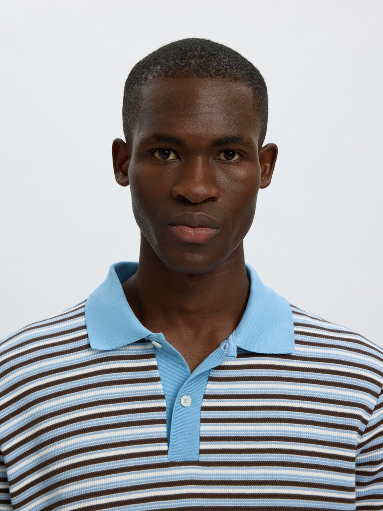 Selected miesten pikeepaita Jasper Stripe SS Polo, Egret Blissful Blue + Del