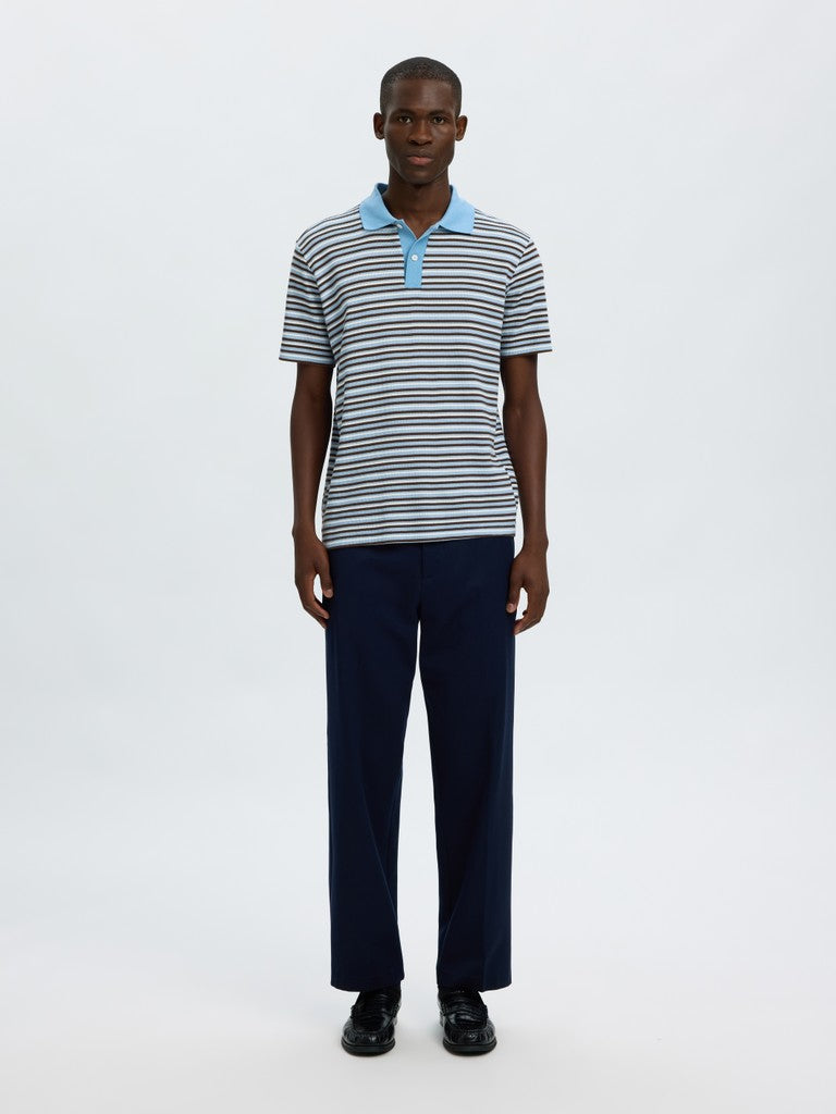 Selected miesten pikeepaita Jasper Stripe SS Polo, Egret Blissful Blue + Del