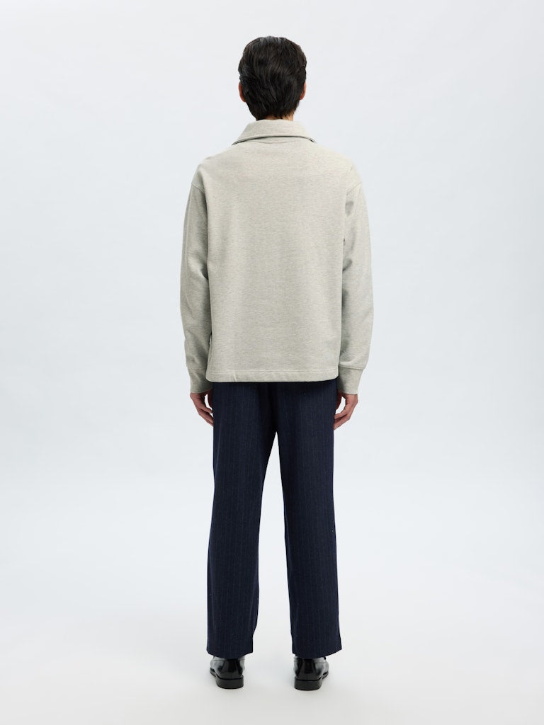 Selected miesten collegepaita K SLHRELAXARON LS Half Zip Sweat, vaaleanharmaa