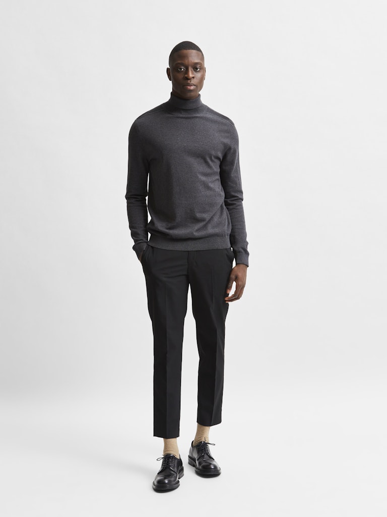 Selected miesten pooloneule Berg Roll Neck Noos, Antracit Melange