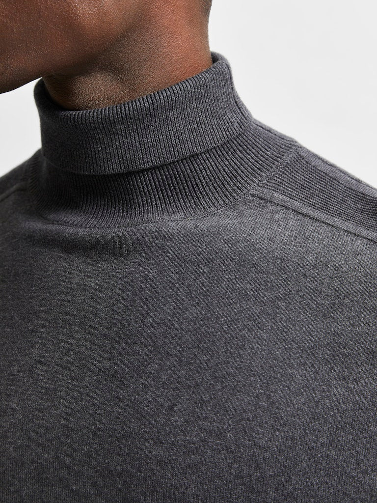 Selected miesten pooloneule Berg Roll Neck Noos, Antracit Melange