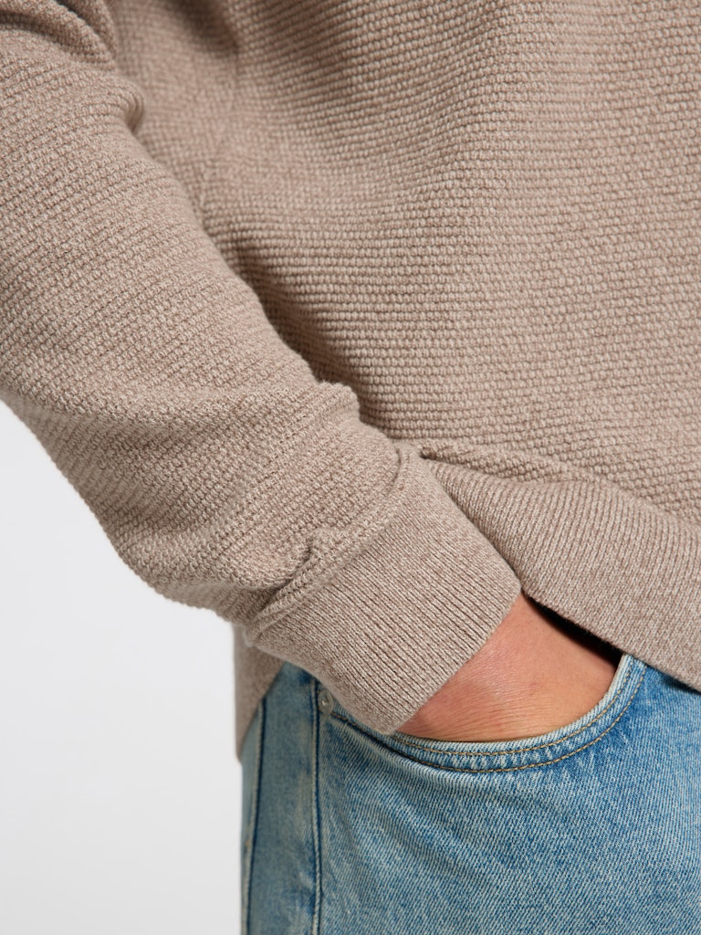 Selected Miesten Neulepusero ROSS LS KNIT STRUCTURE NOS ORGANIC COTTO, Oatmeal Greige