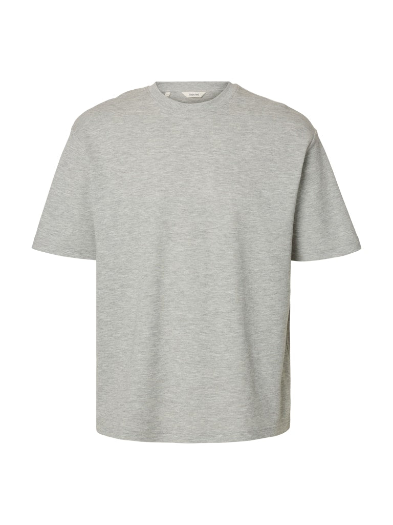 Selected miesten t-paita, LOOSE OSCAR SS O-NECK, Light Grey Melange
