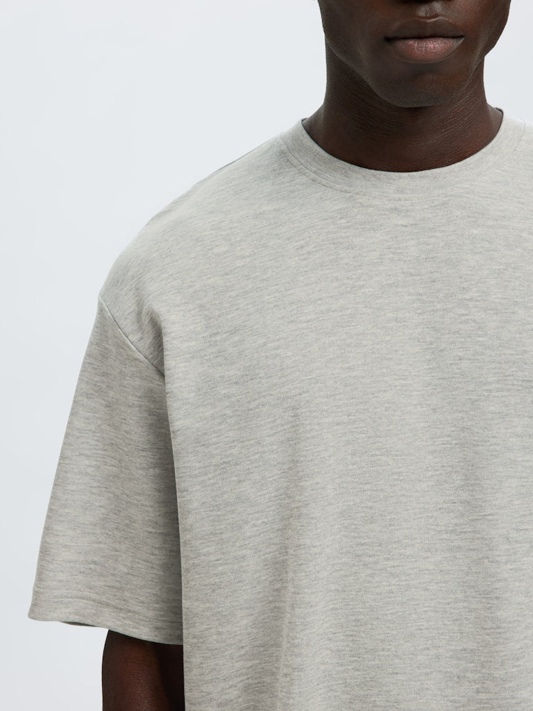 Selected miesten t-paita, LOOSE OSCAR SS O-NECK, Light Grey Melange