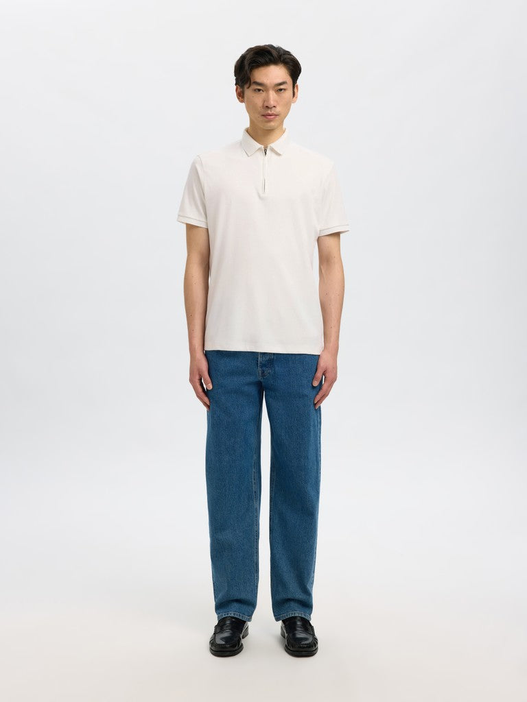 Selected miesten pikeepaita Fave Zip, Cloud Dancer