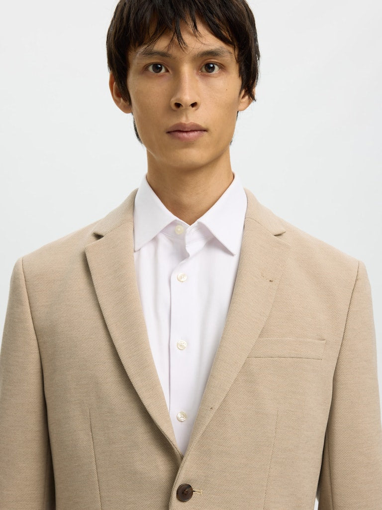Selected miesten bleiseri SLIM-AITOR Jersey BLZ Flex, hiekka