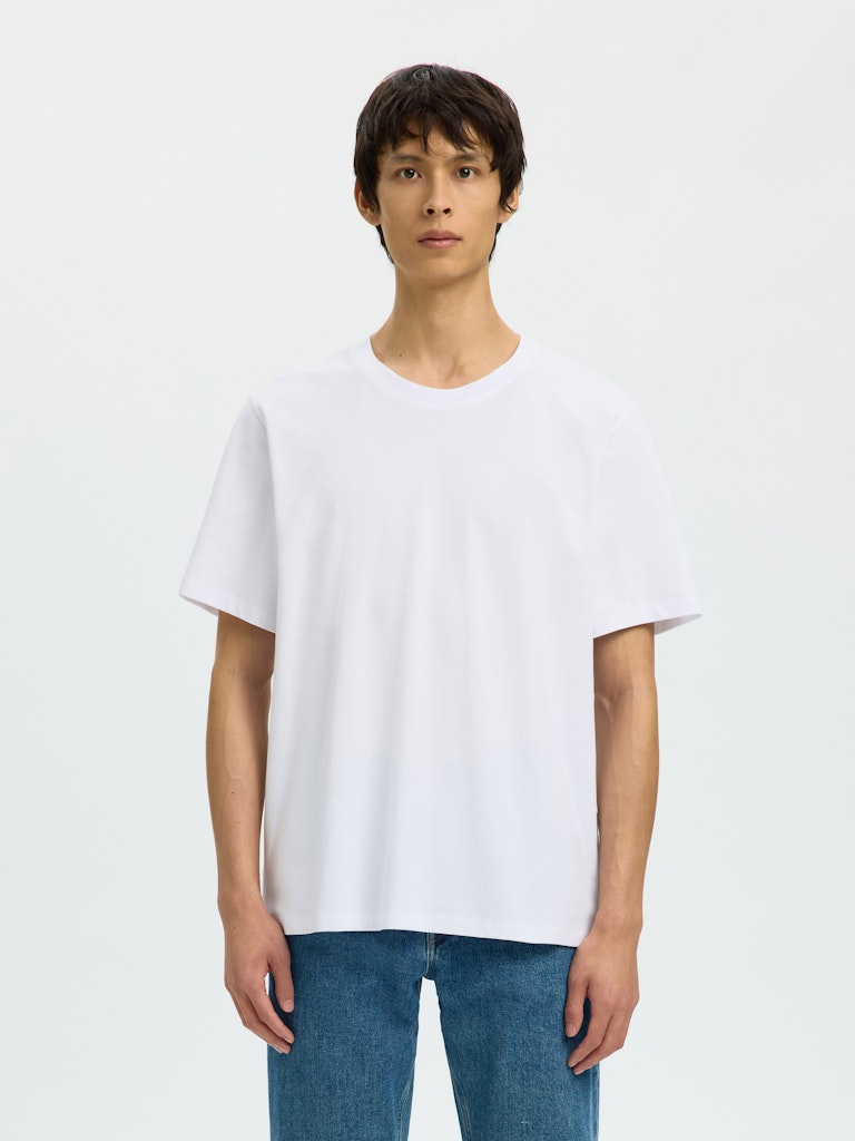 Selected miesten t-paita SLHATLAS SS O-Neck Tee, valkoinen