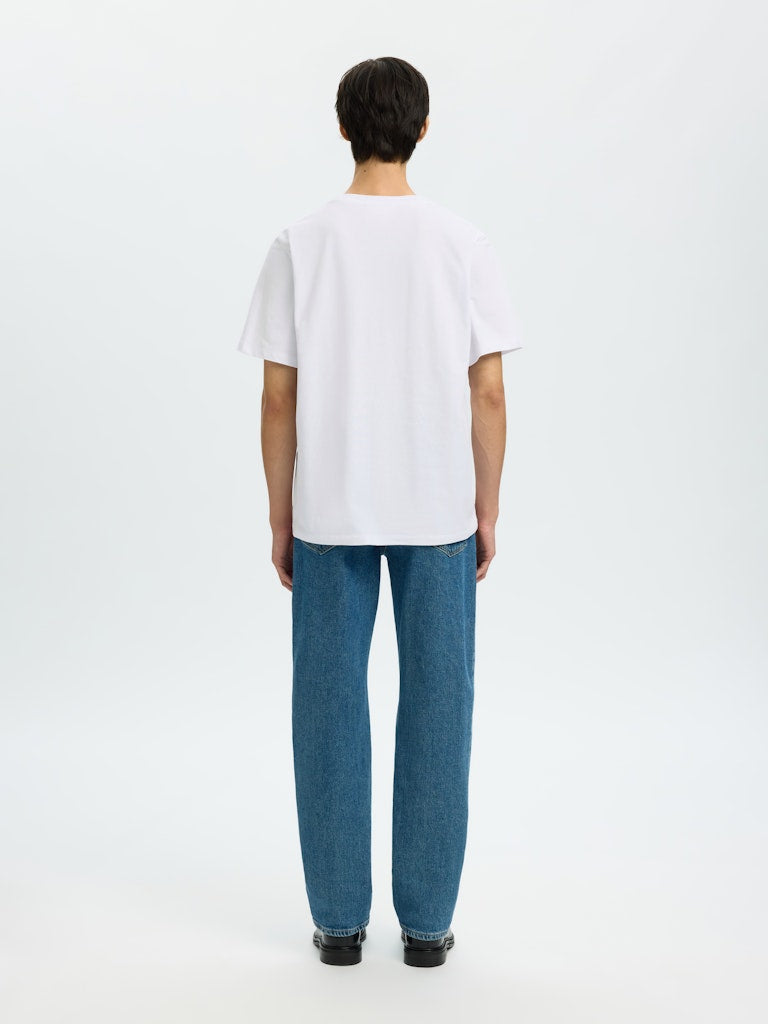Selected miesten t-paita SLHATLAS SS O-Neck Tee, valkoinen