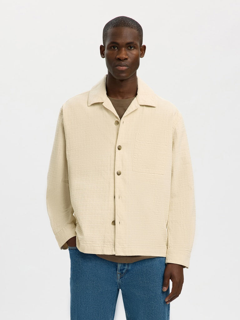 Selected paitatakki SLHRLXRAY Undyed Overshirt, Raw Cotton Undyed